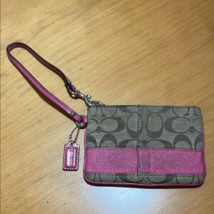 Coach Pink and Brown Wristlet